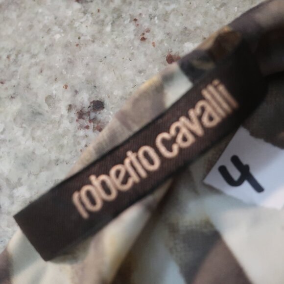 Womens Roberto Cavalli Tan, Brown Print Dress 44/US 8 - Picture 8 of 9